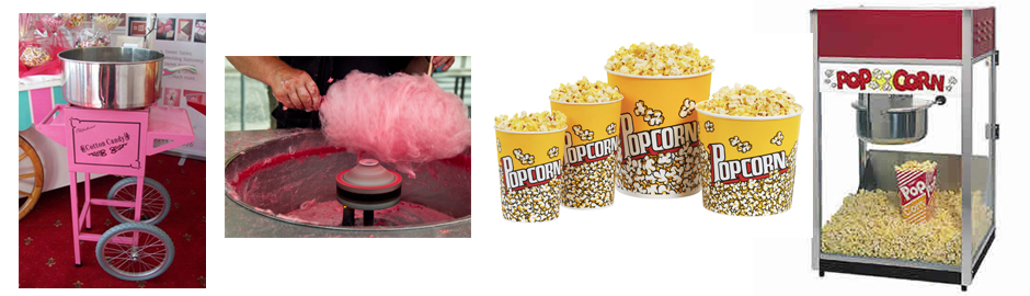 image of popcorn machine and candy floss cart