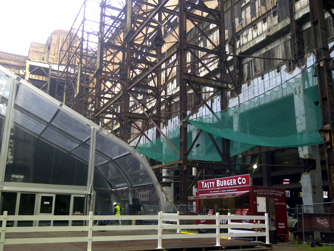 Burger van at construction site