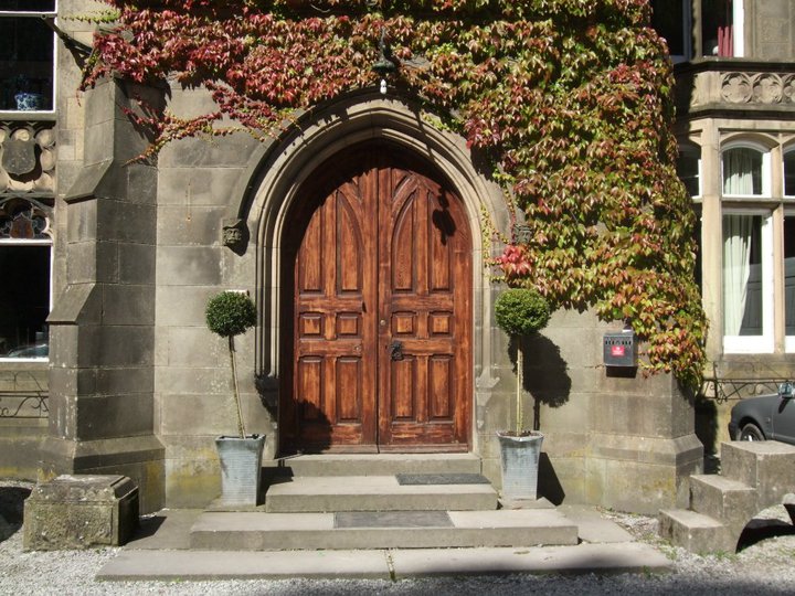 The beatiful front doors of the DIY wedding venue Hargate Hall